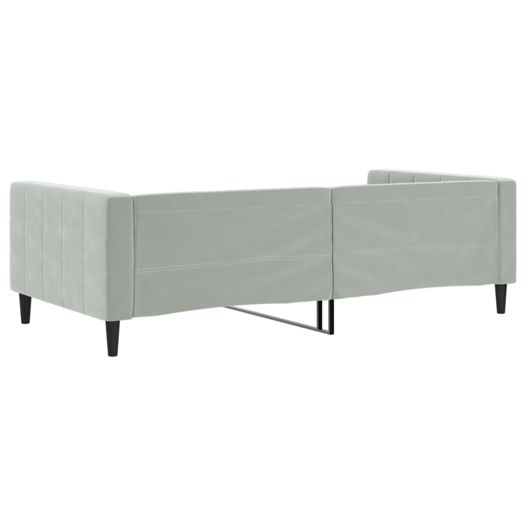 daybed 100x200 cm velour lysegrå