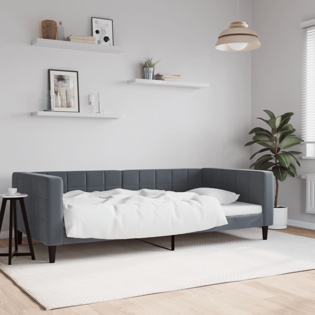 daybed 100x200 cm velour mørkegrå