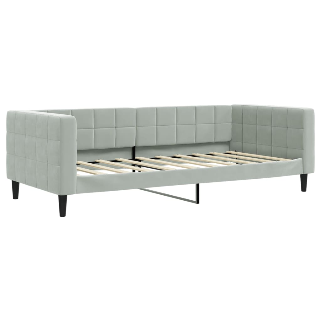 daybed 90x190 cm velour lysegrå