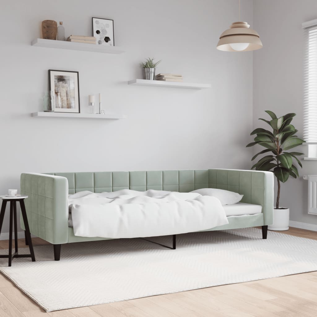 daybed 90x190 cm velour lysegrå