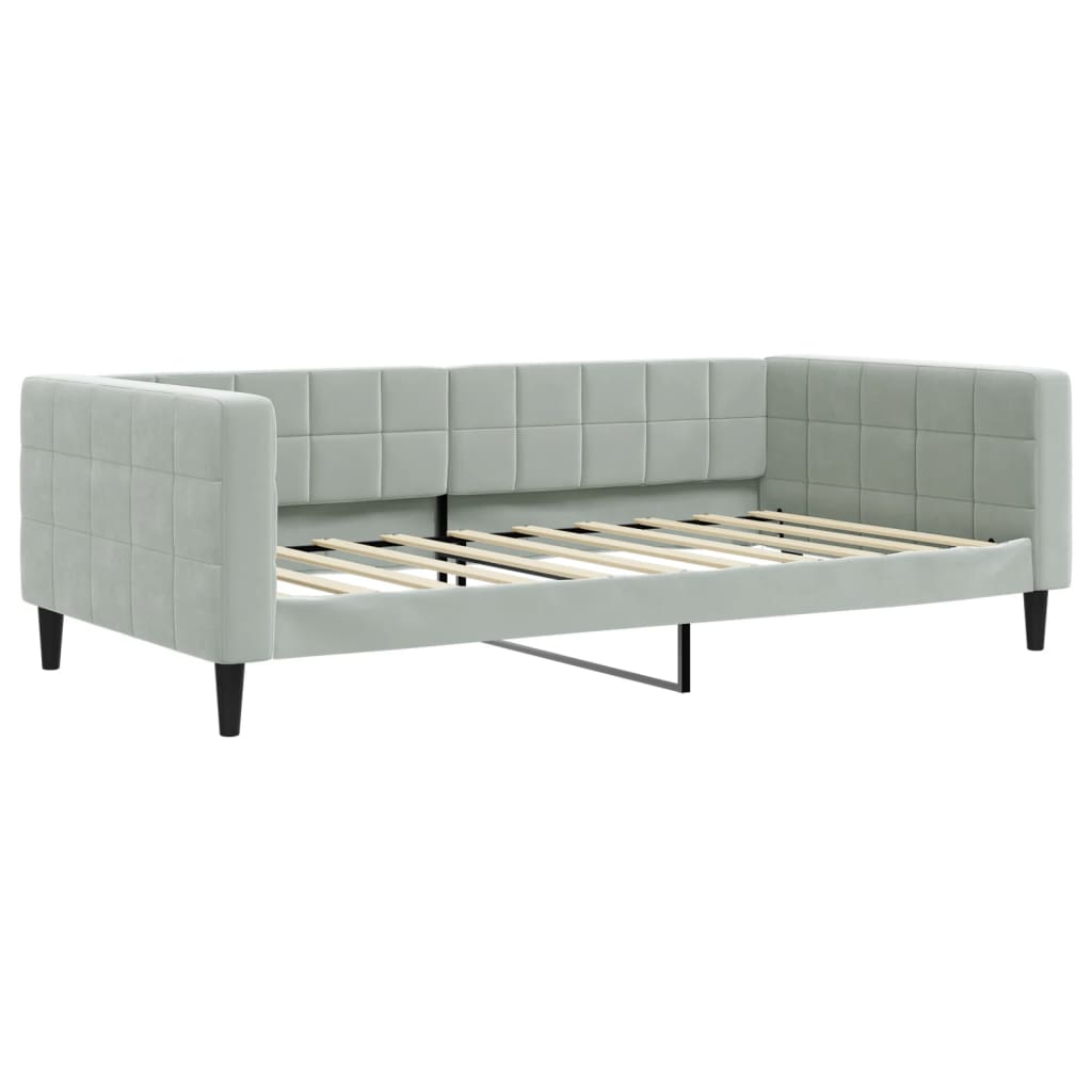 daybed 100x190 cm velour lysegrå