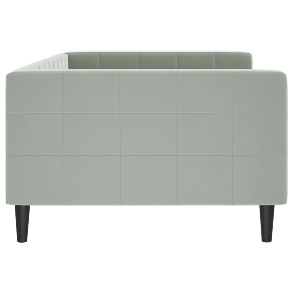daybed 100x190 cm velour lysegrå