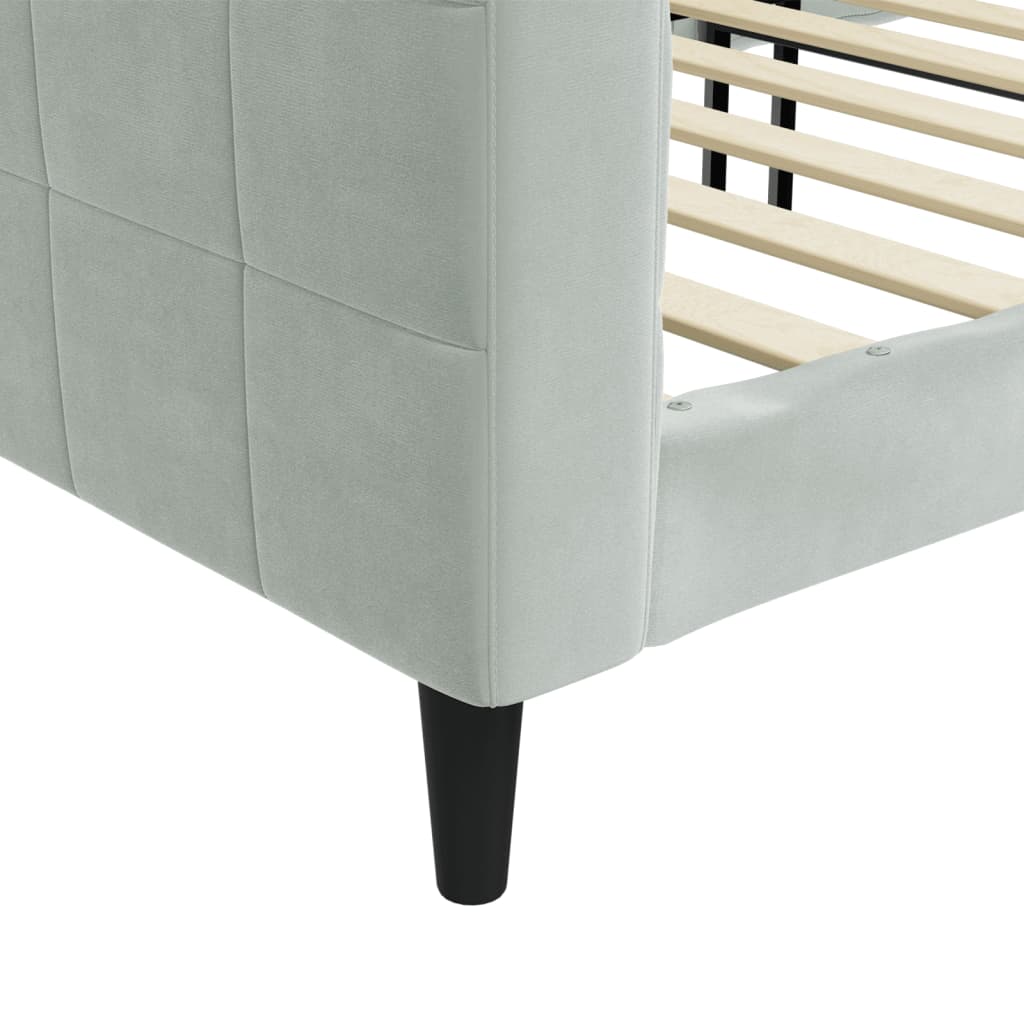 daybed 100x190 cm velour lysegrå
