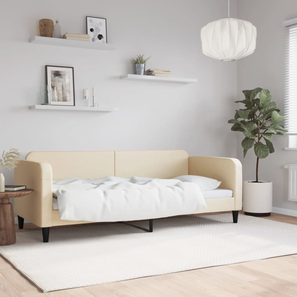 daybed 80x200 cm stof cremefarvet