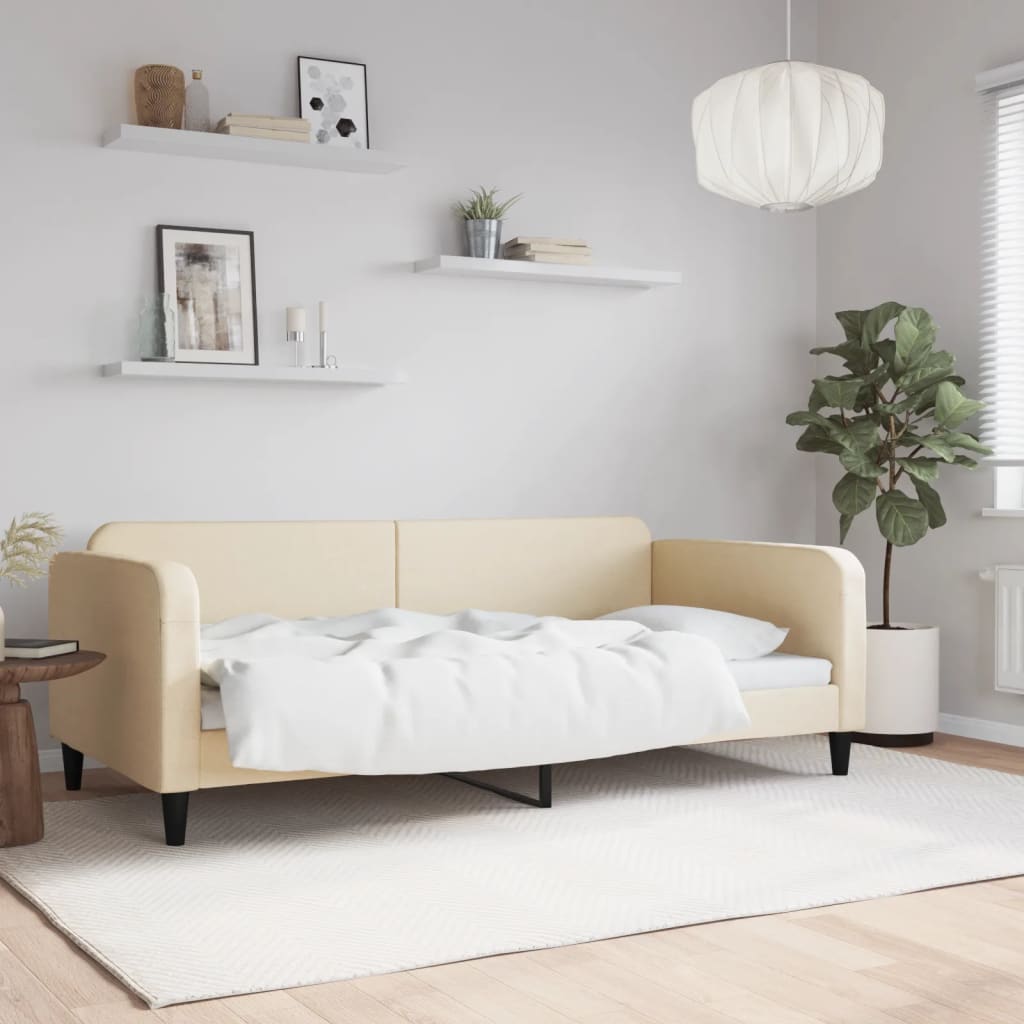 daybed 100x200 cm stof cremefarvet