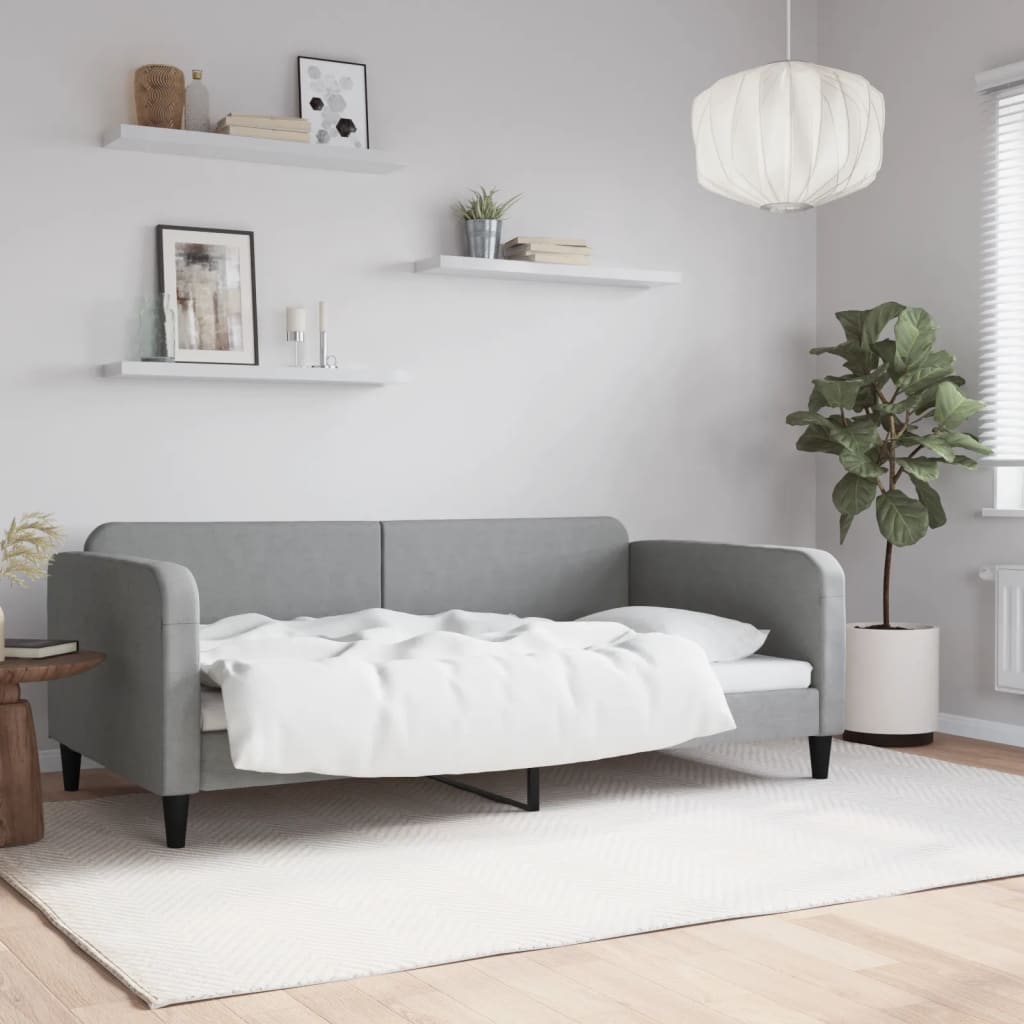 daybed 100x190 cm stof lysegrå