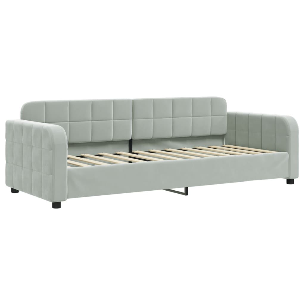 daybed 80x200 cm velour lysegrå