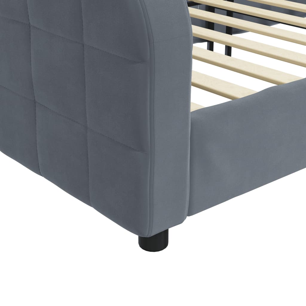 daybed 90x200 cm velour mørkegrå