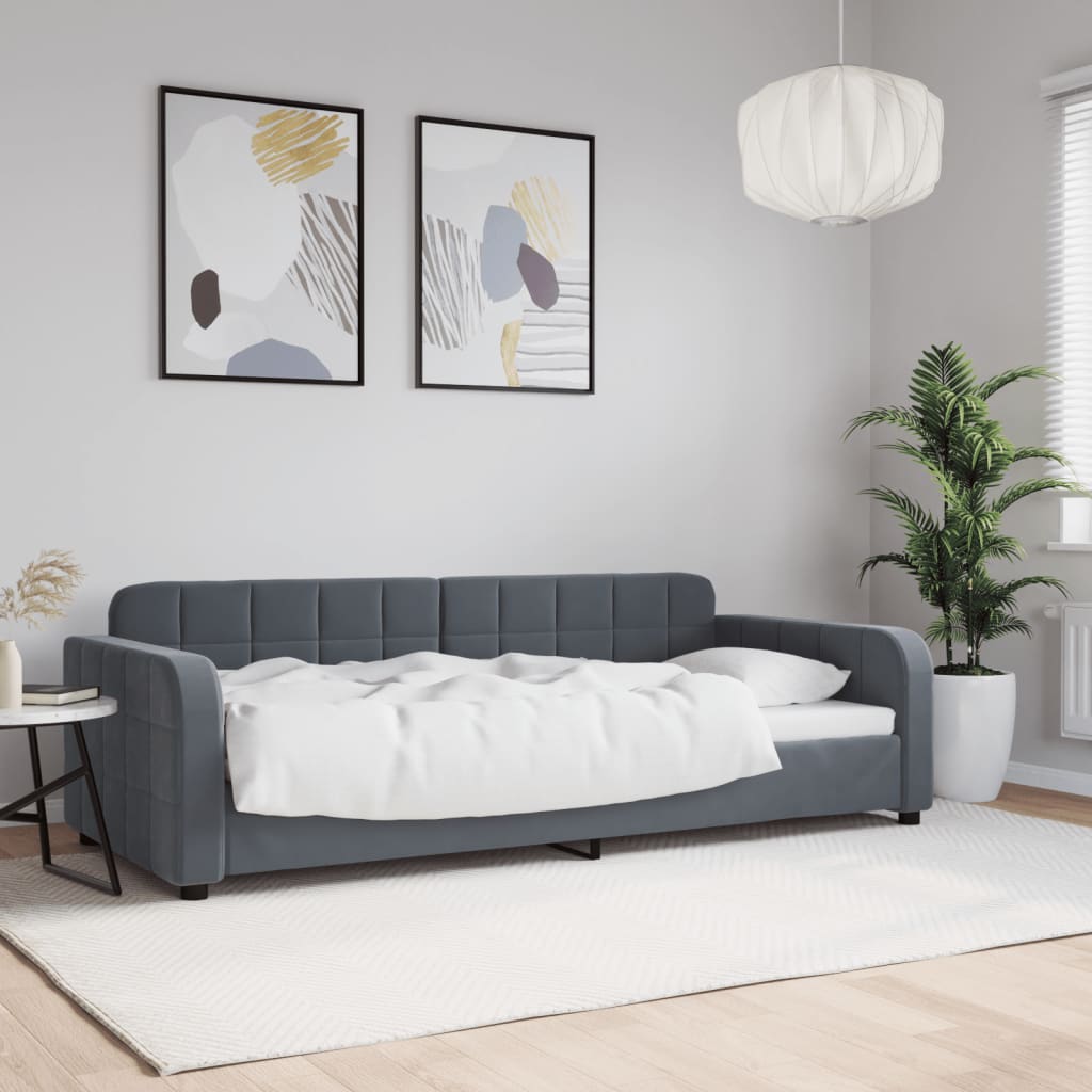 daybed 90x200 cm velour mørkegrå