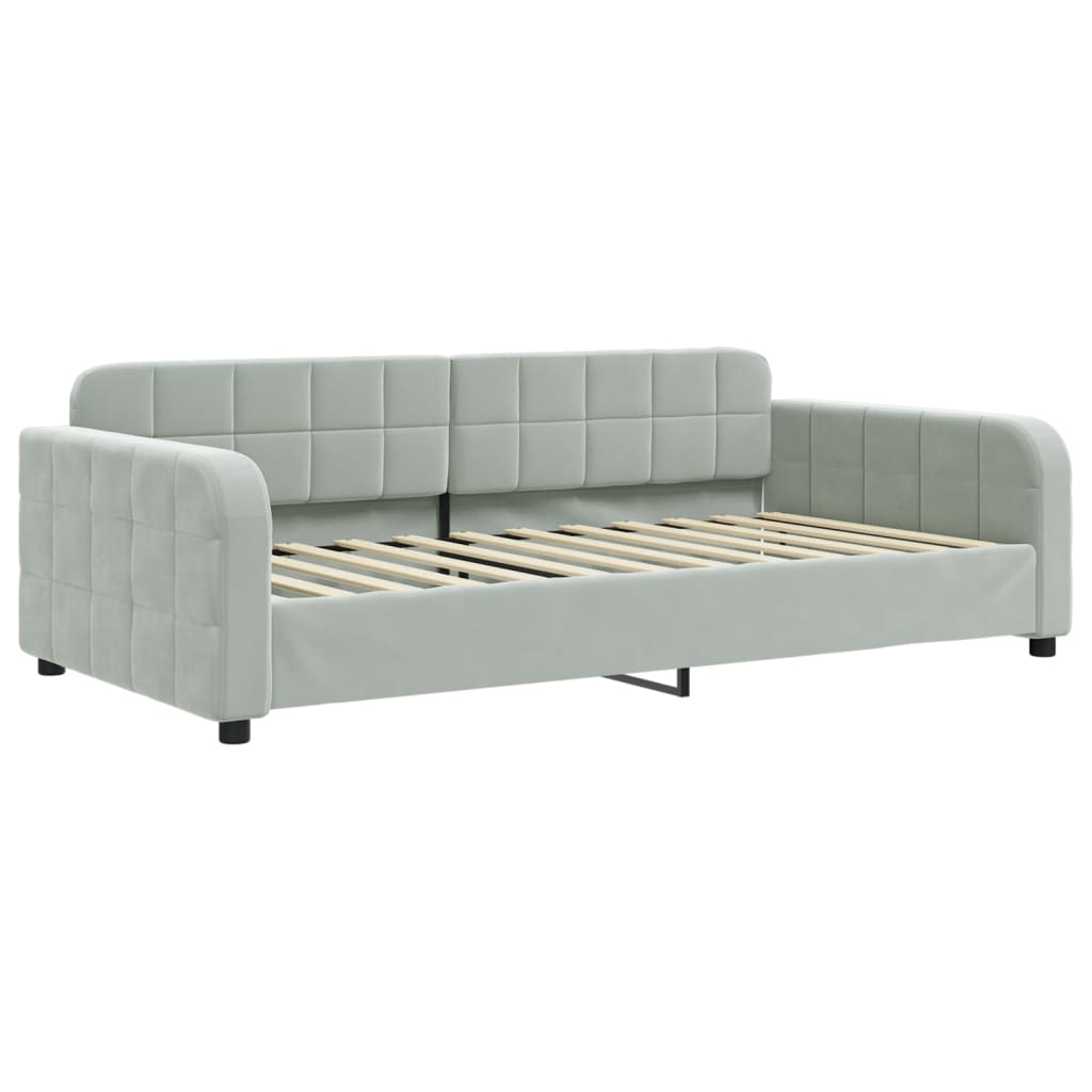 daybed 100x200 cm velour lysegrå