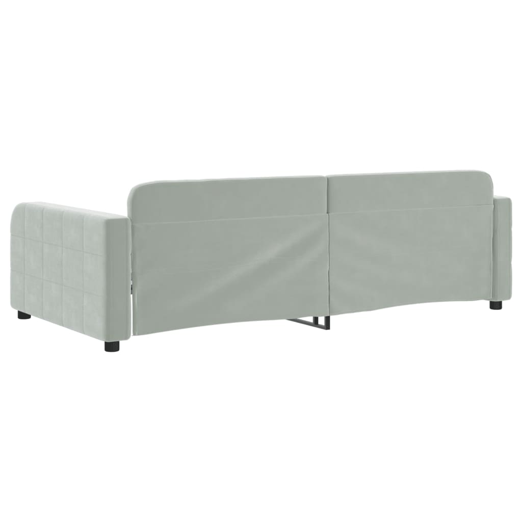 daybed 100x200 cm velour lysegrå