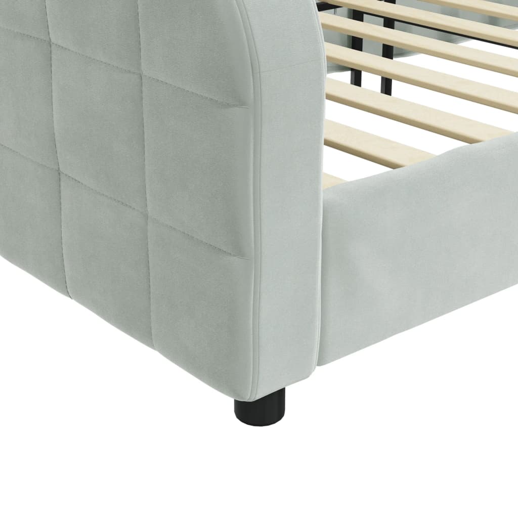 daybed 100x200 cm velour lysegrå