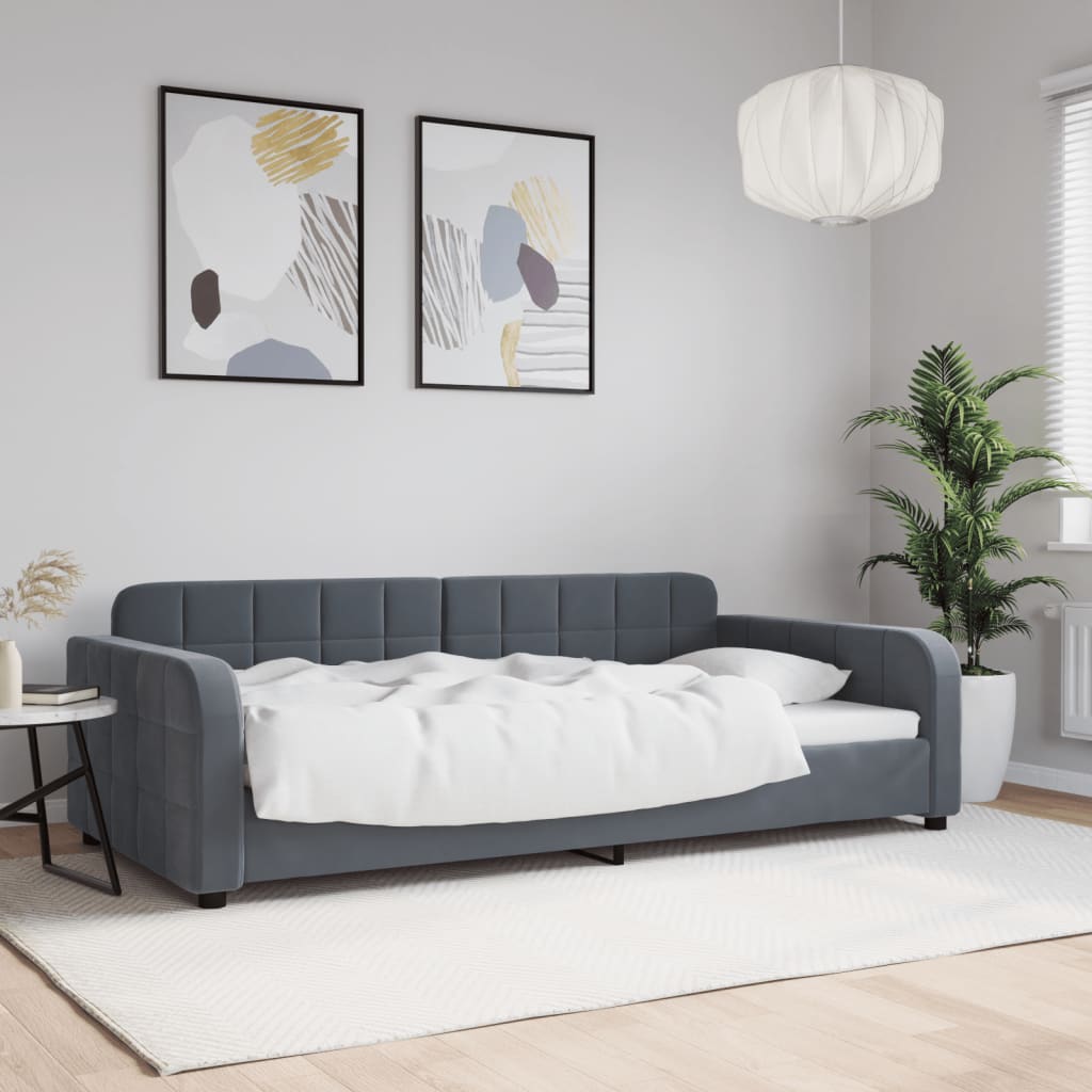 daybed 100x200 cm velour mørkegrå