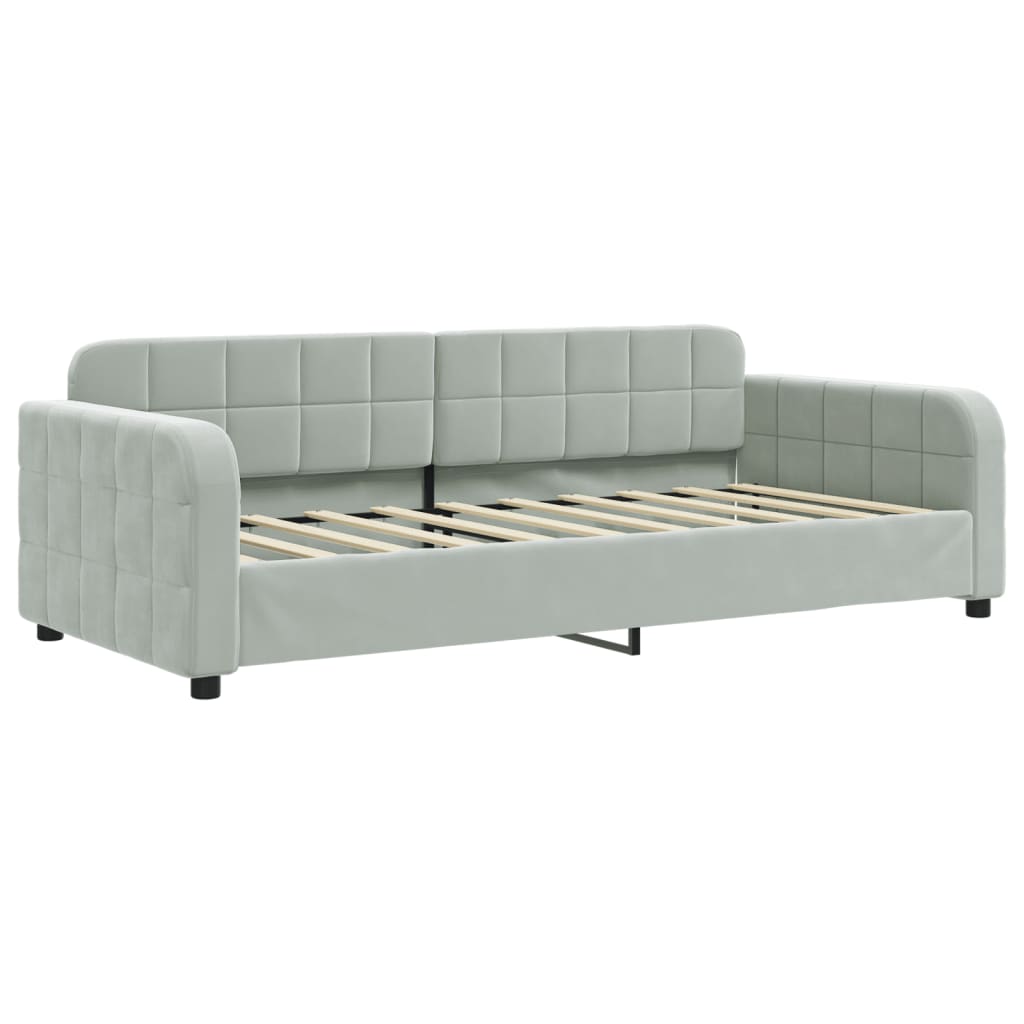 daybed 90x190 cm velour lysegrå