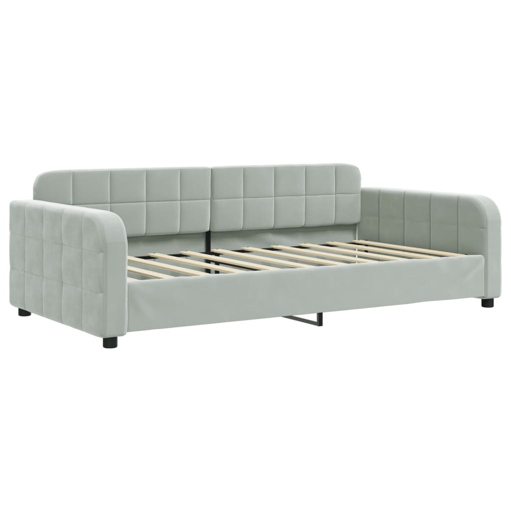 daybed 100x190 cm velour lysegrå