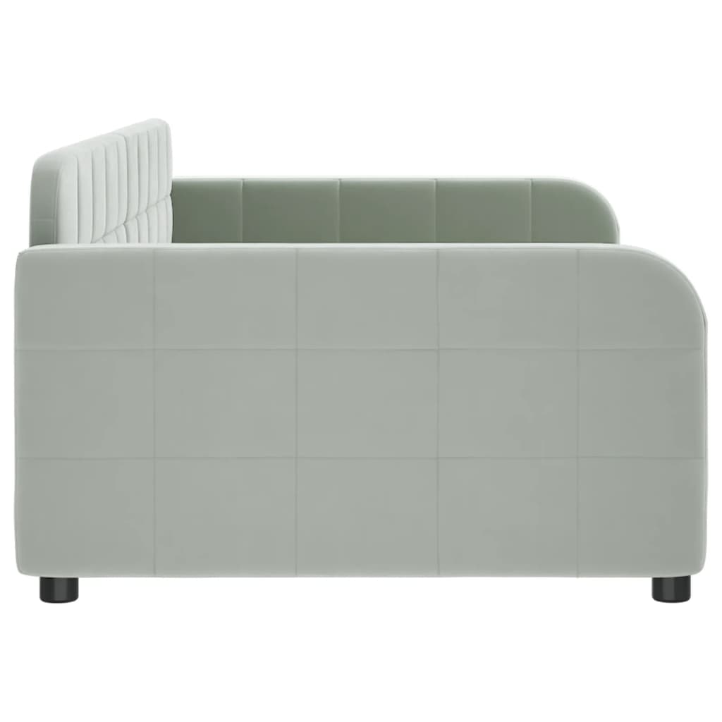 daybed 100x190 cm velour lysegrå
