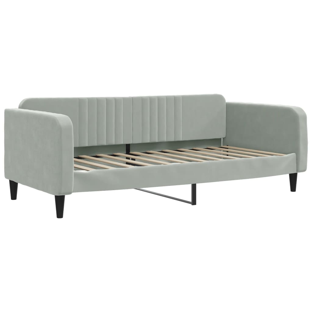 daybed 90x200 cm velour lysegrå