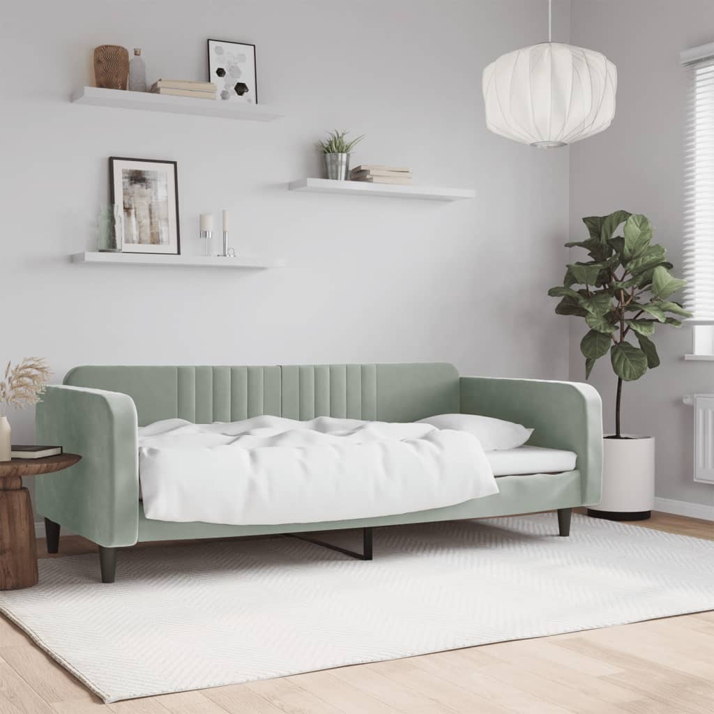 daybed 90x200 cm velour lysegrå