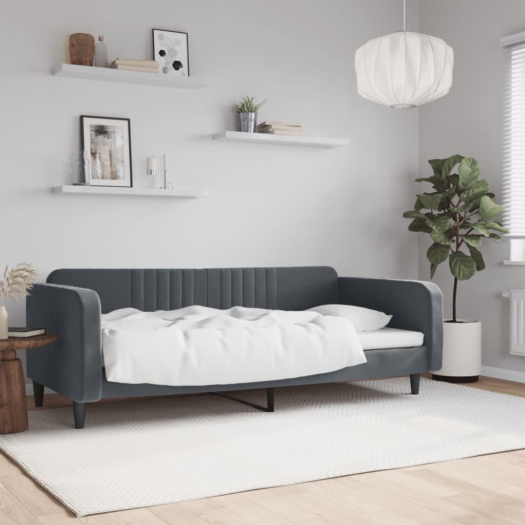 daybed 90x200 cm velour mørkegrå