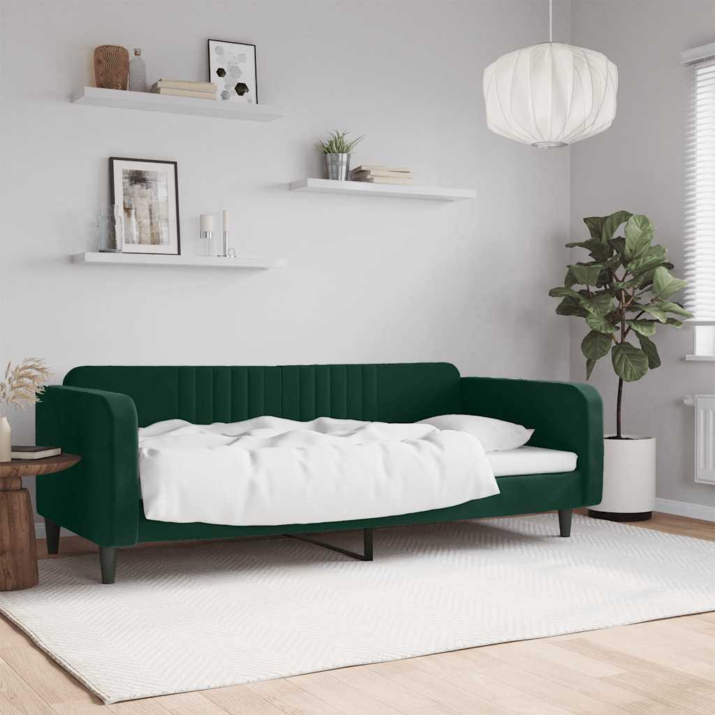 daybed 90x200 cm velour mørkegrøn