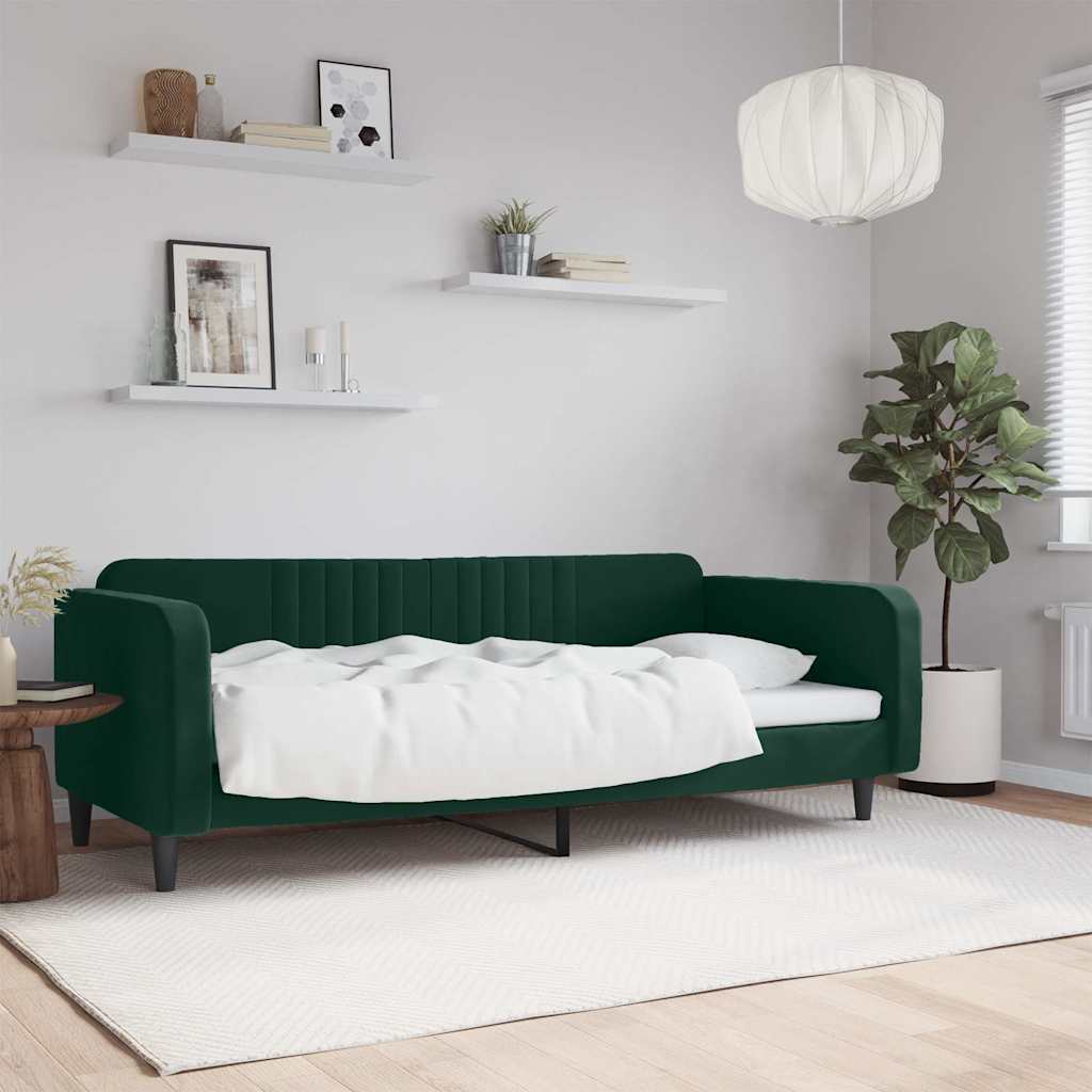 daybed 100x200 cm velour mørkegrøn