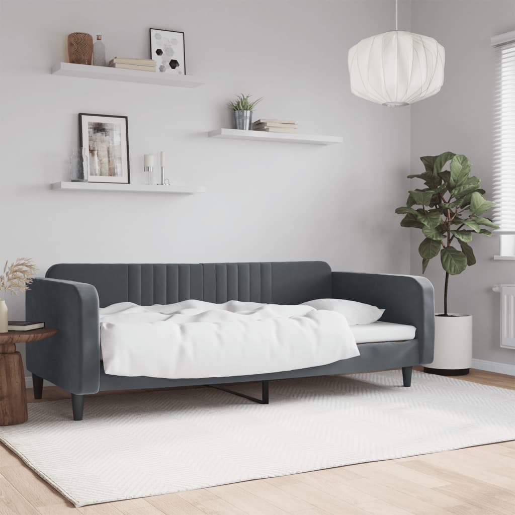 daybed 90x190 cm velour mørkegrå