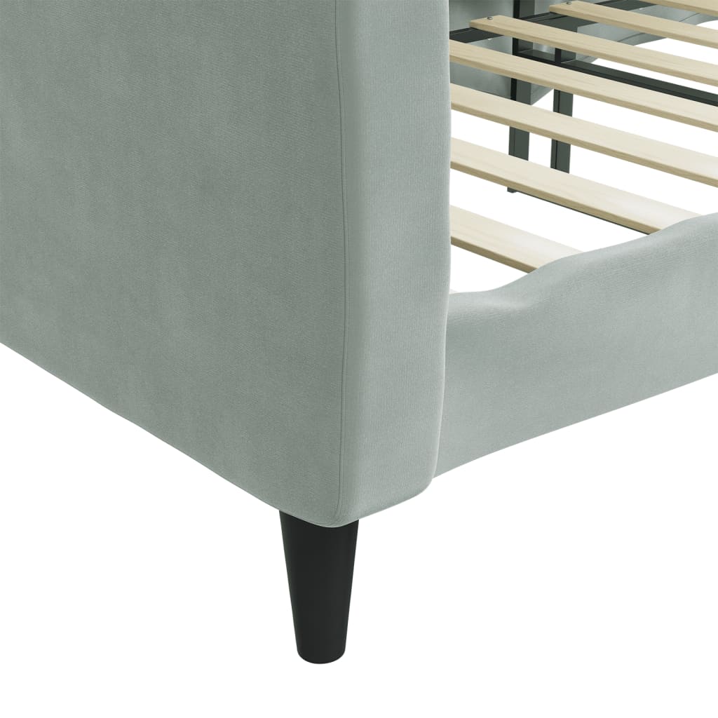 daybed 100x190 cm velour lysegrå