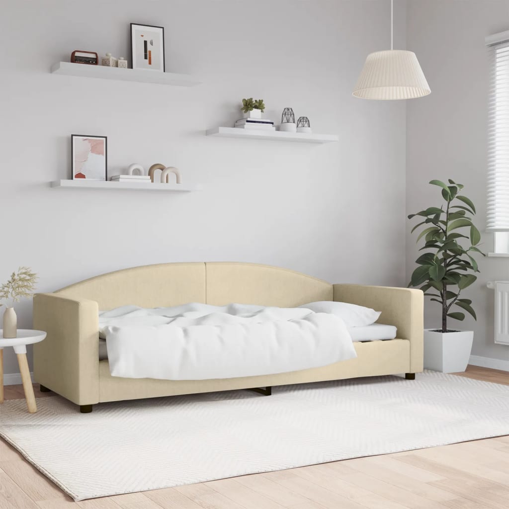 daybed 80x200 cm stof cremefarvet
