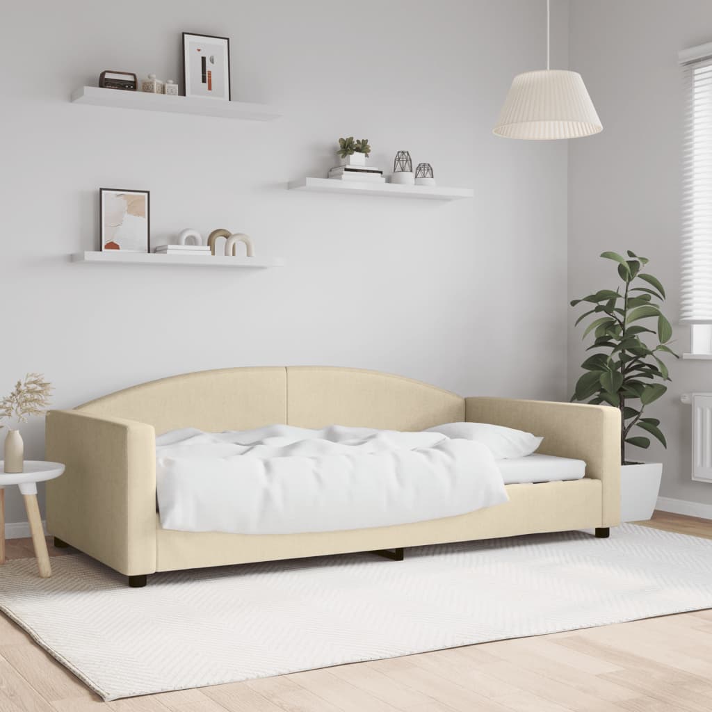 daybed 100x200 cm stof cremefarvet