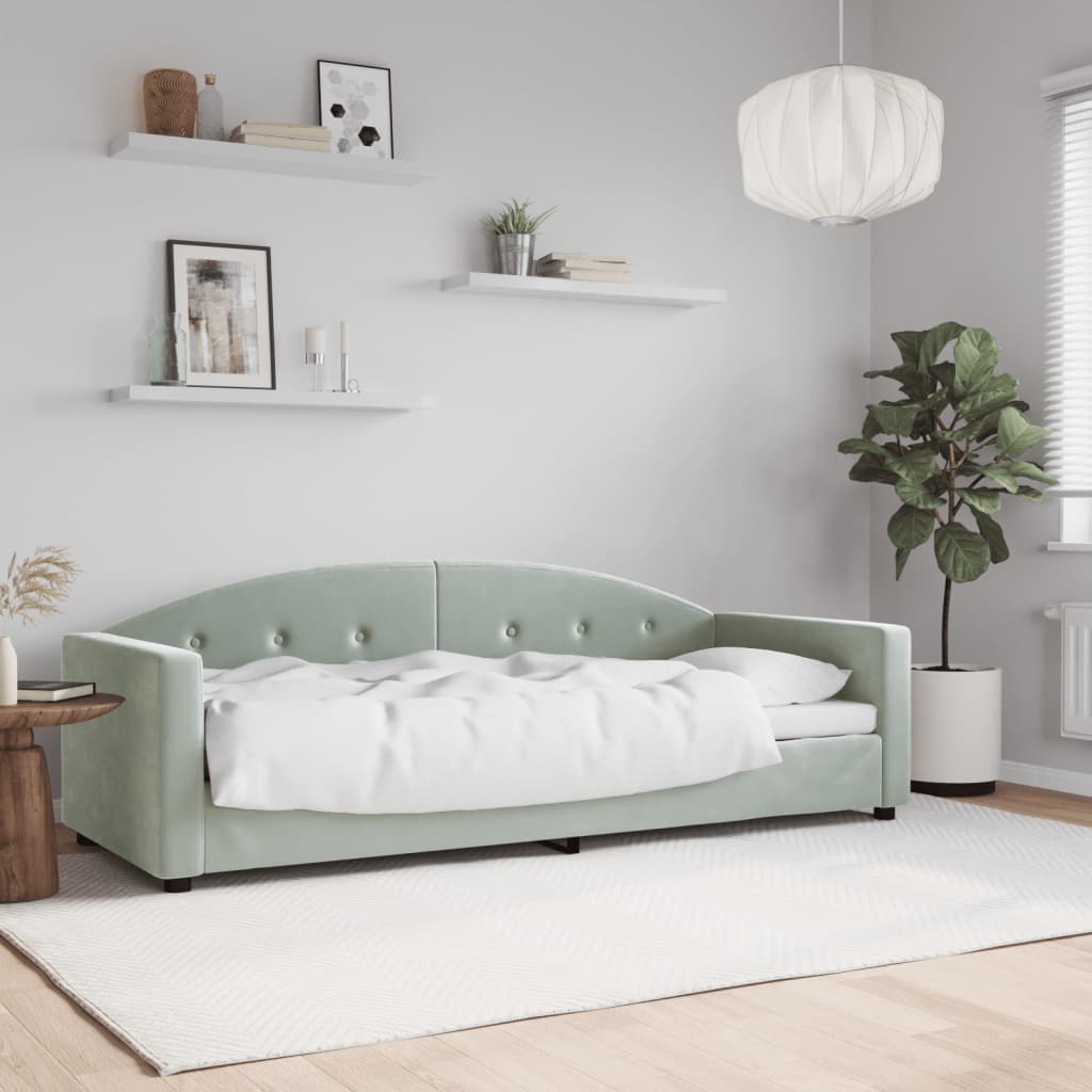 daybed 80x200 cm velour lysegrå