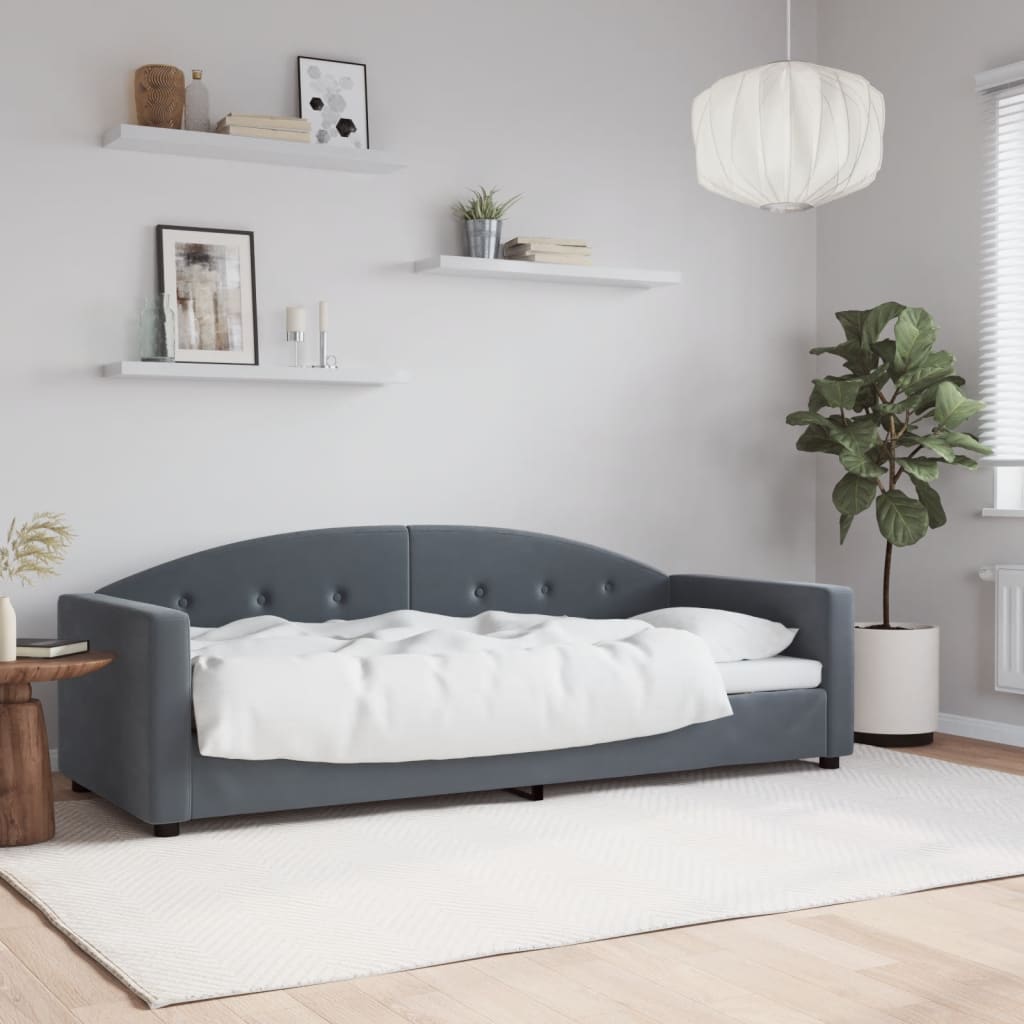 daybed 80x200 cm velour mørkegrå