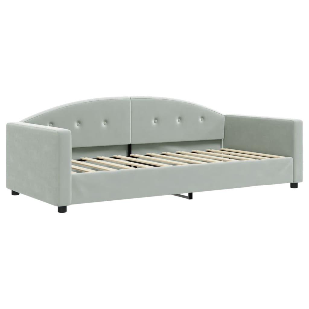 daybed 90x200 cm velour lysegrå