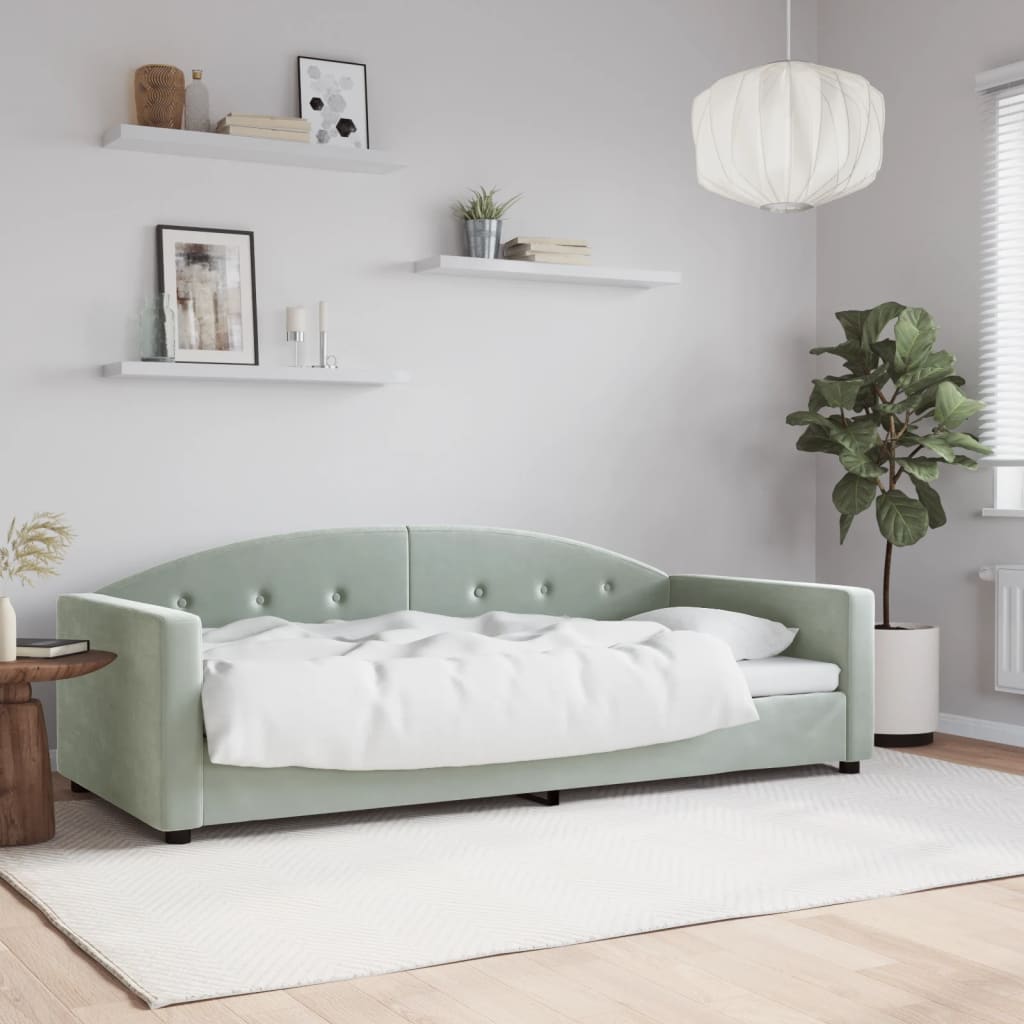 daybed 90x200 cm velour lysegrå
