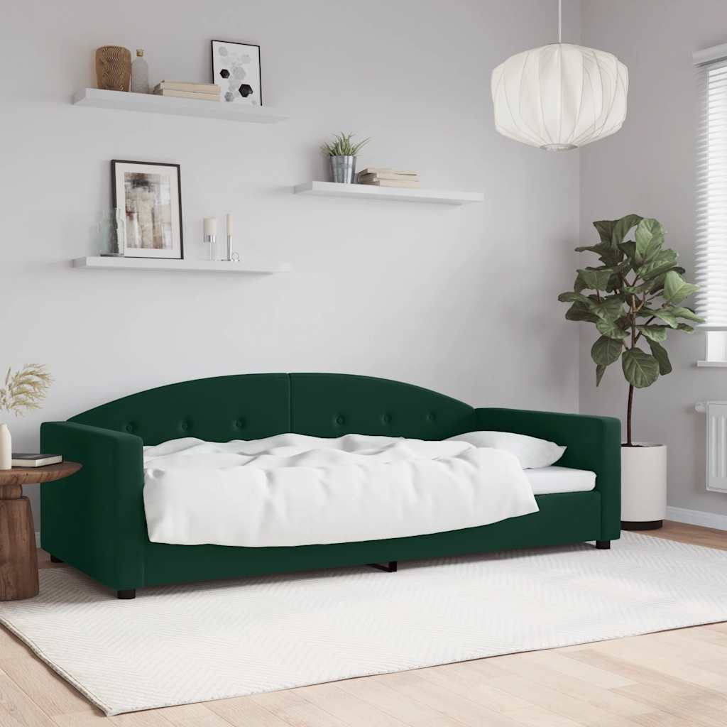 daybed 90x200 cm velour mørkegrøn