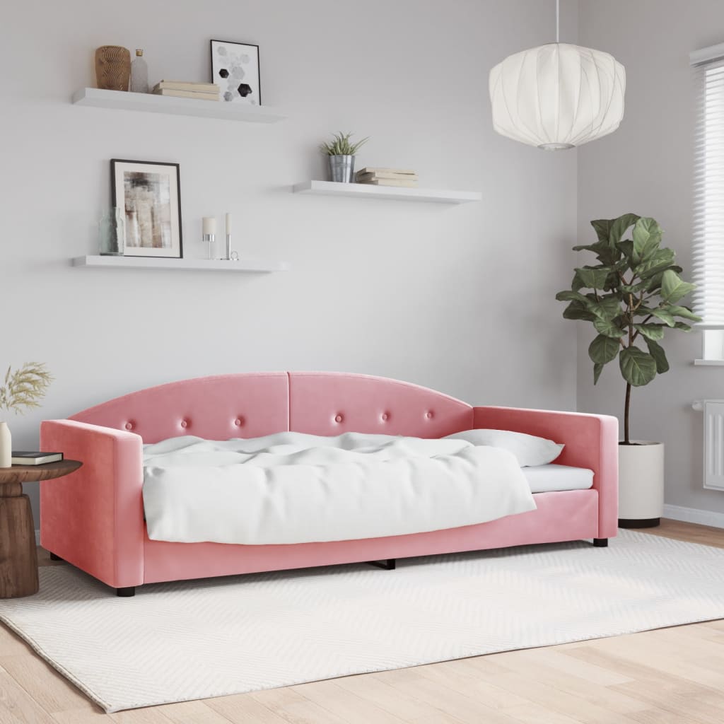 daybed 90x200 cm velour pink