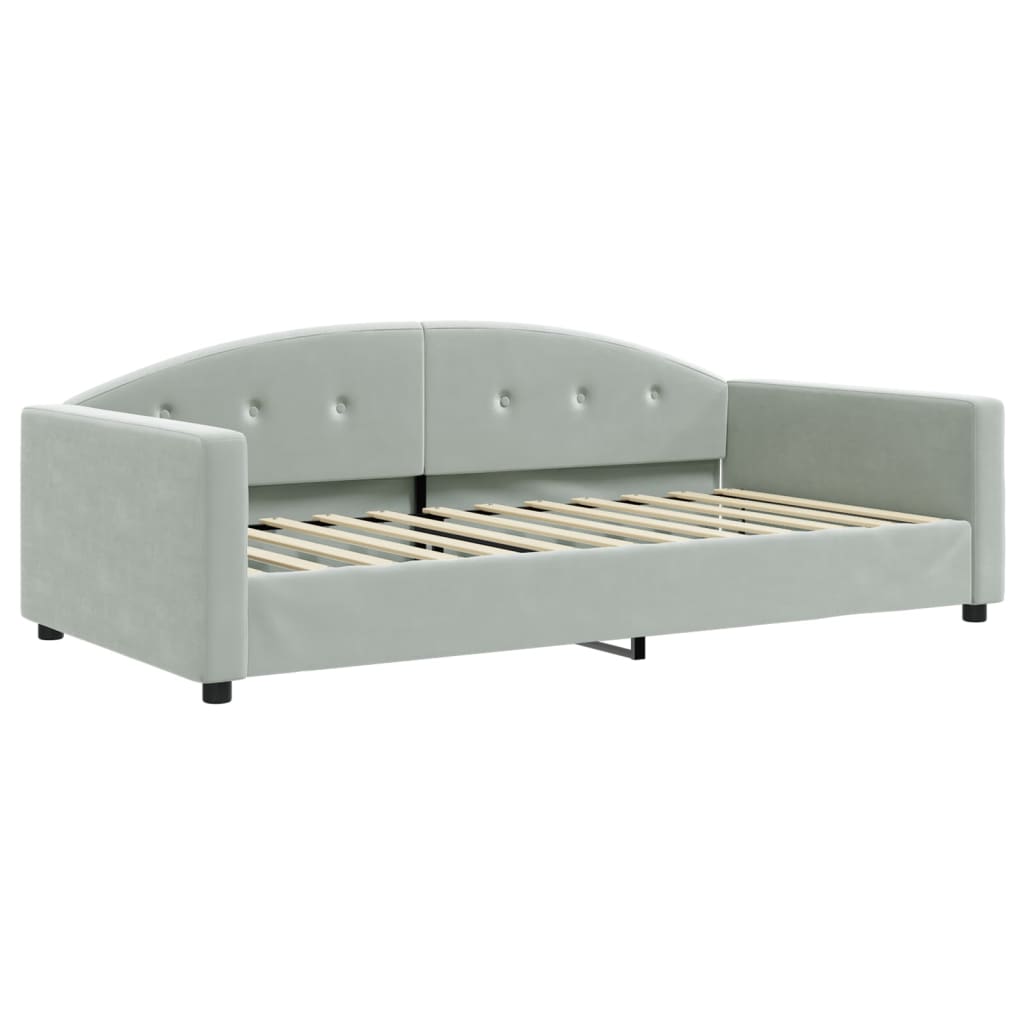 daybed 100x200 cm velour lysegrå
