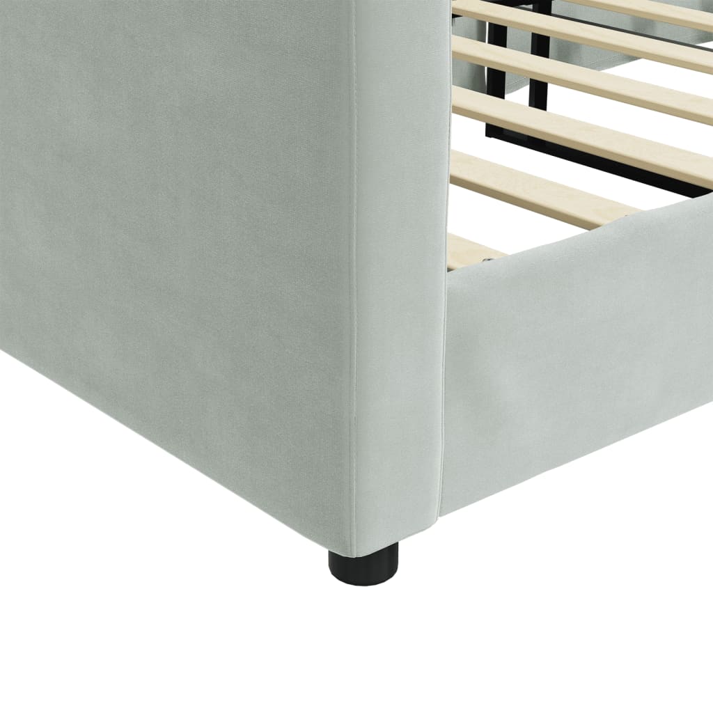daybed 100x200 cm velour lysegrå