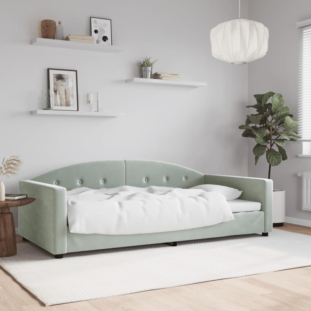 daybed 100x200 cm velour lysegrå