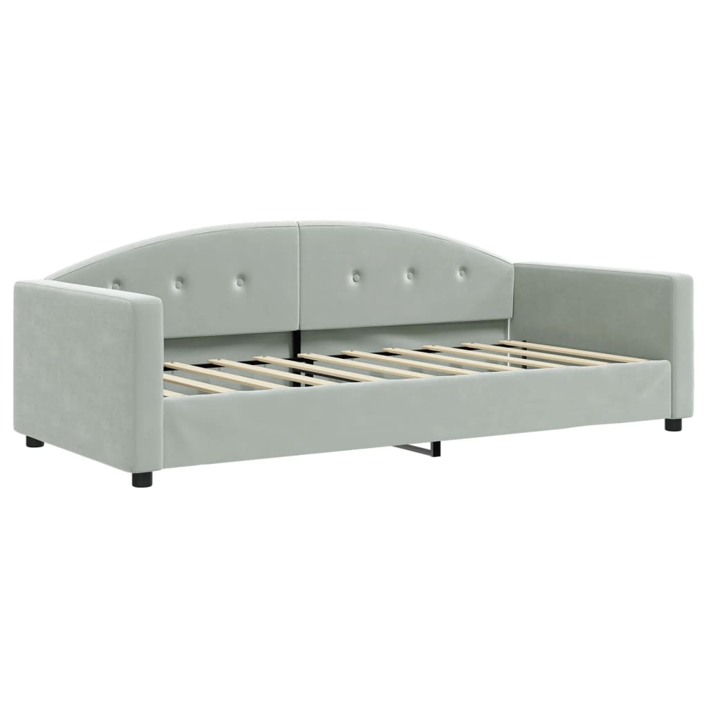 daybed 90x190 cm velour lysegrå