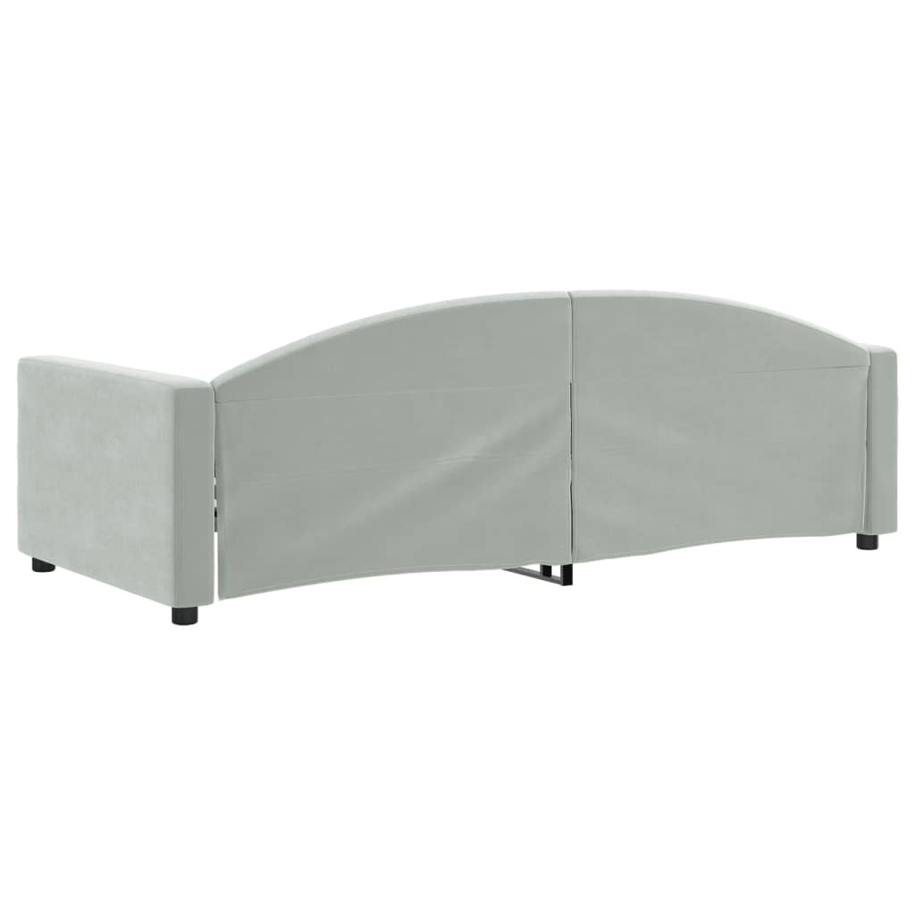 daybed 90x190 cm velour lysegrå
