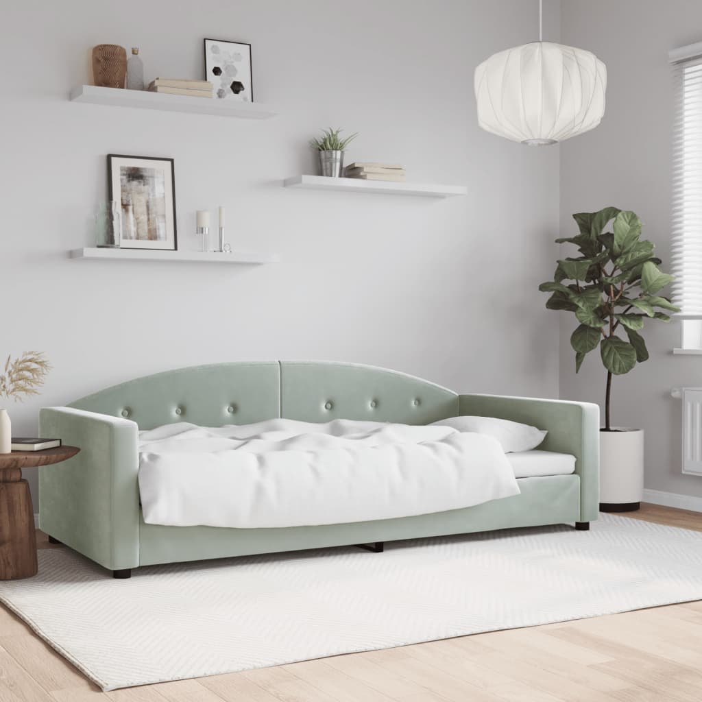 daybed 90x190 cm velour lysegrå