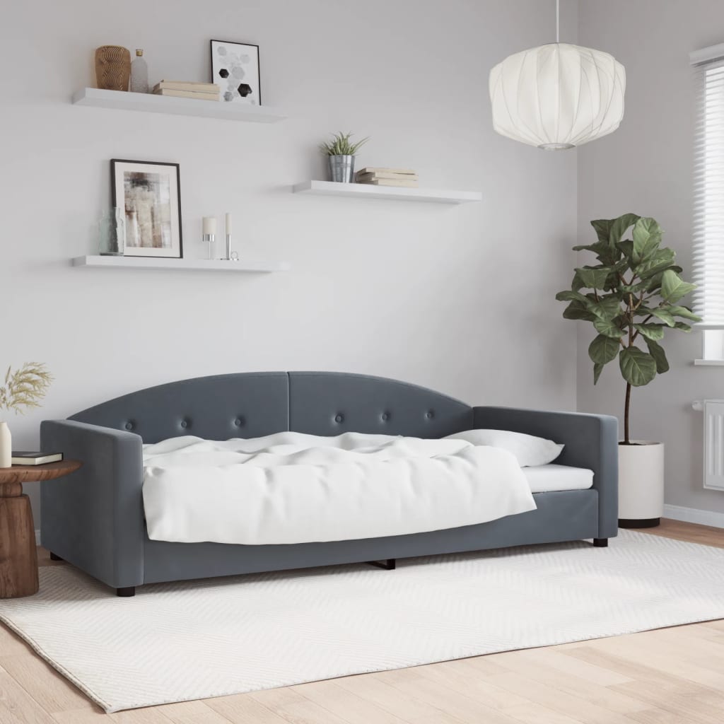 daybed 90x190 cm velour mørkegrå