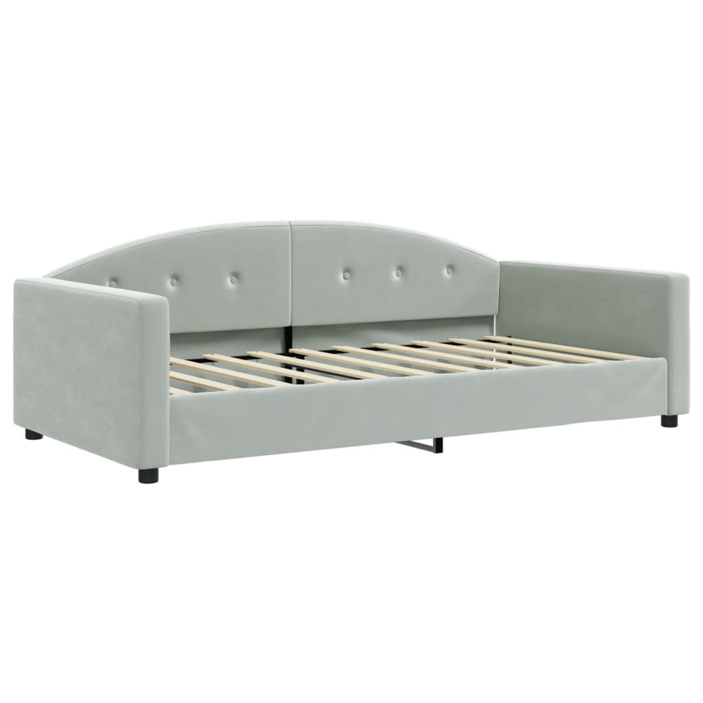 daybed 100x190 cm velour lysegrå