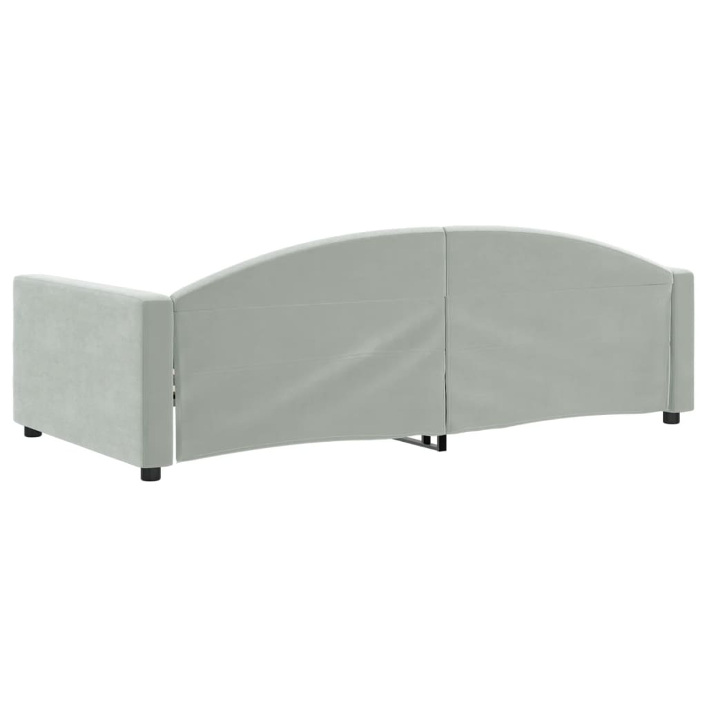 daybed 100x190 cm velour lysegrå