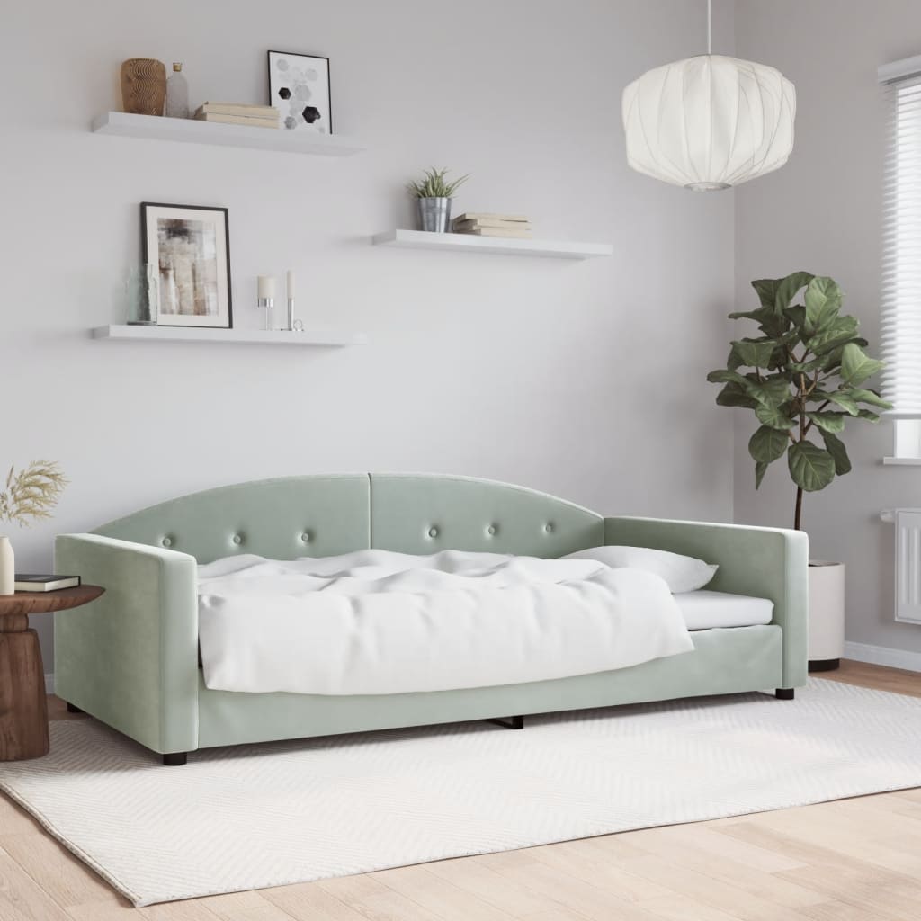 daybed 100x190 cm velour lysegrå
