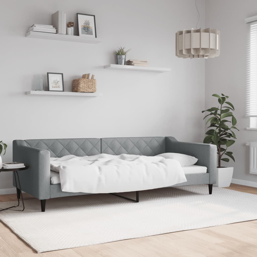 daybed 90x200 cm stof lysegrå
