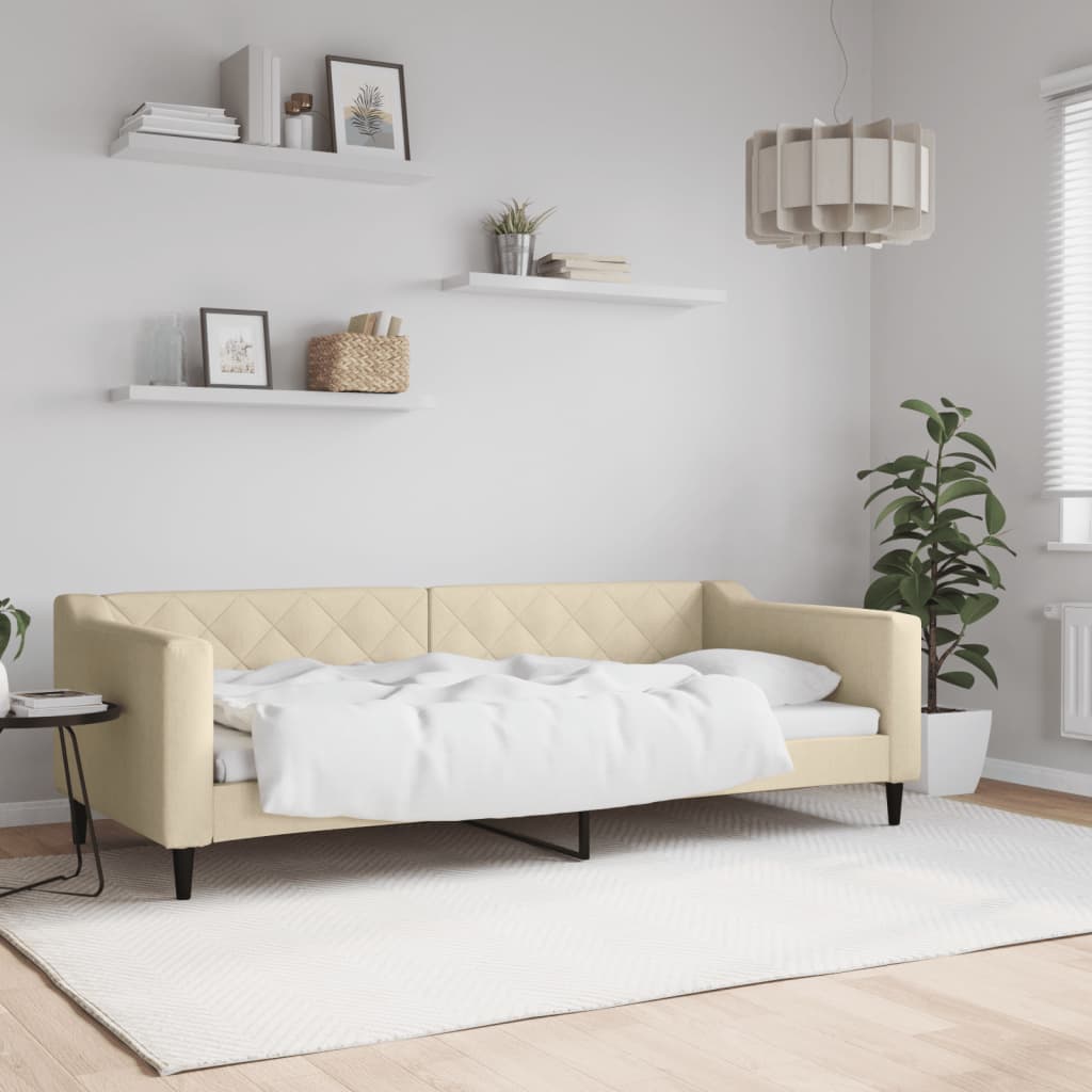 daybed 90x200 cm stof cremefarvet