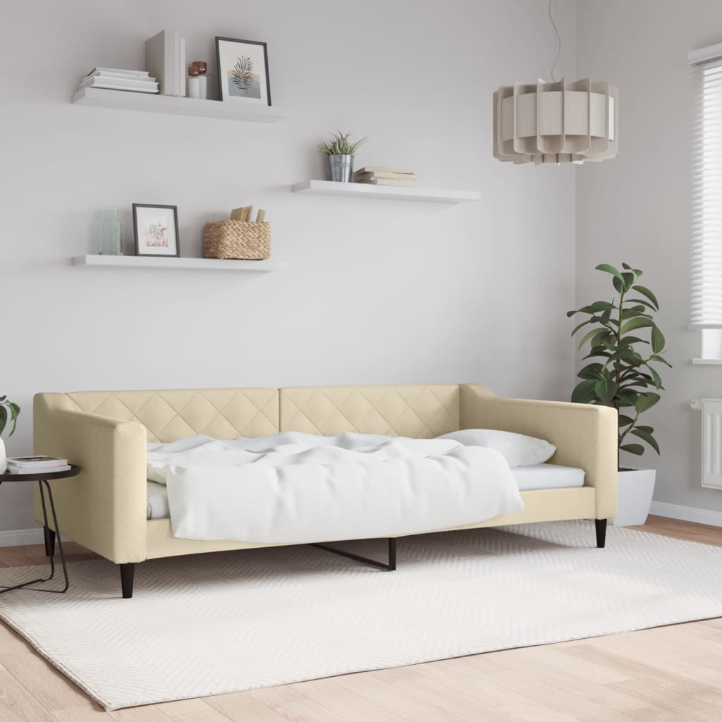 daybed 100x200 cm stof cremefarvet