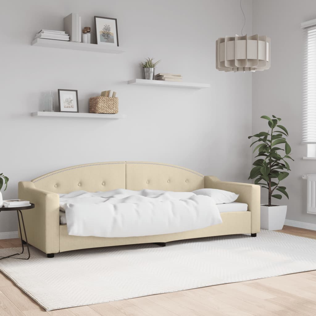 daybed 80x200 cm stof cremefarvet