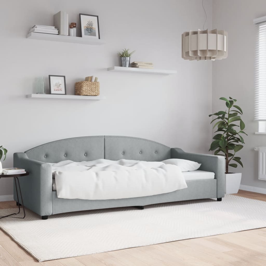 daybed 90x200 cm stof lysegrå
